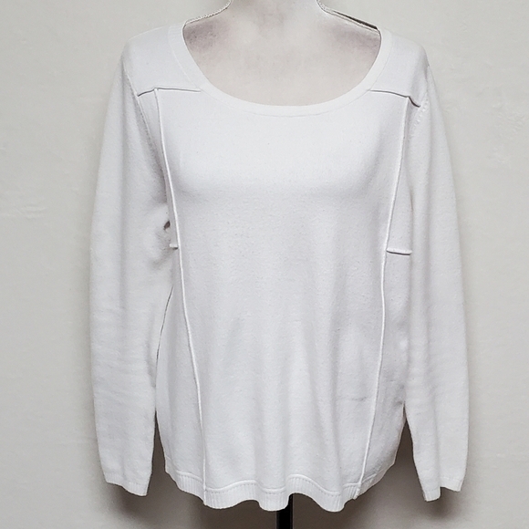 French Connection Pearl Off-White Baby Soft Crewneck Hi-low Jumper Sweater L - Picture 4 of 13